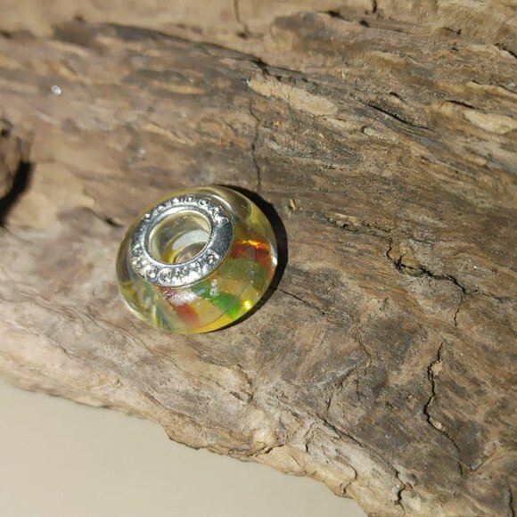 Pandora Sterling Silver Murano Art Glass Charm Beads Set of 3 White Purple Green - Picture 2 of 11